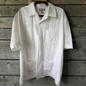 Cabana Sun White Embroidered Guayabera Shirt | Resort Summer Top